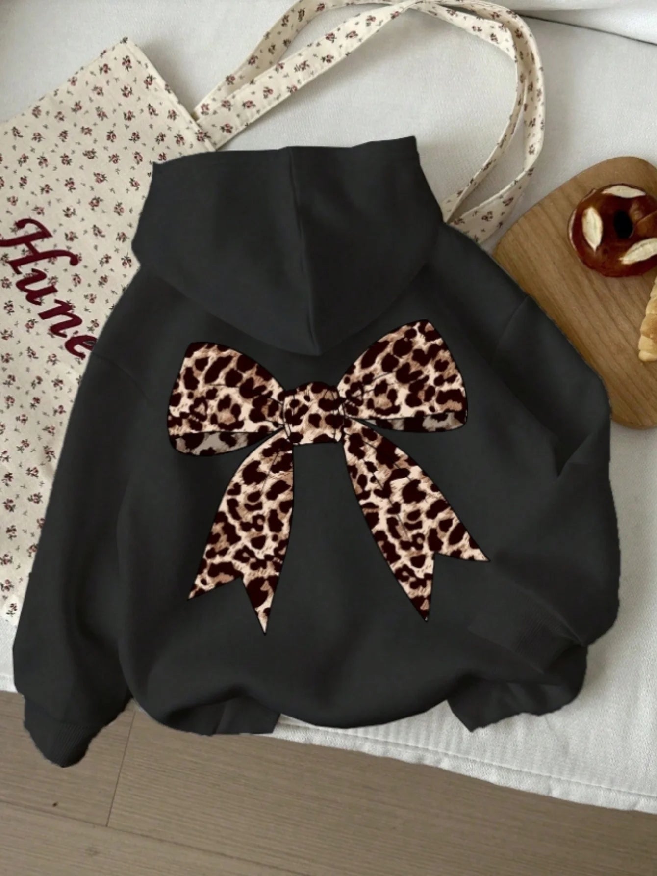 Urban Leopard Bow Pullover Sweatshirt